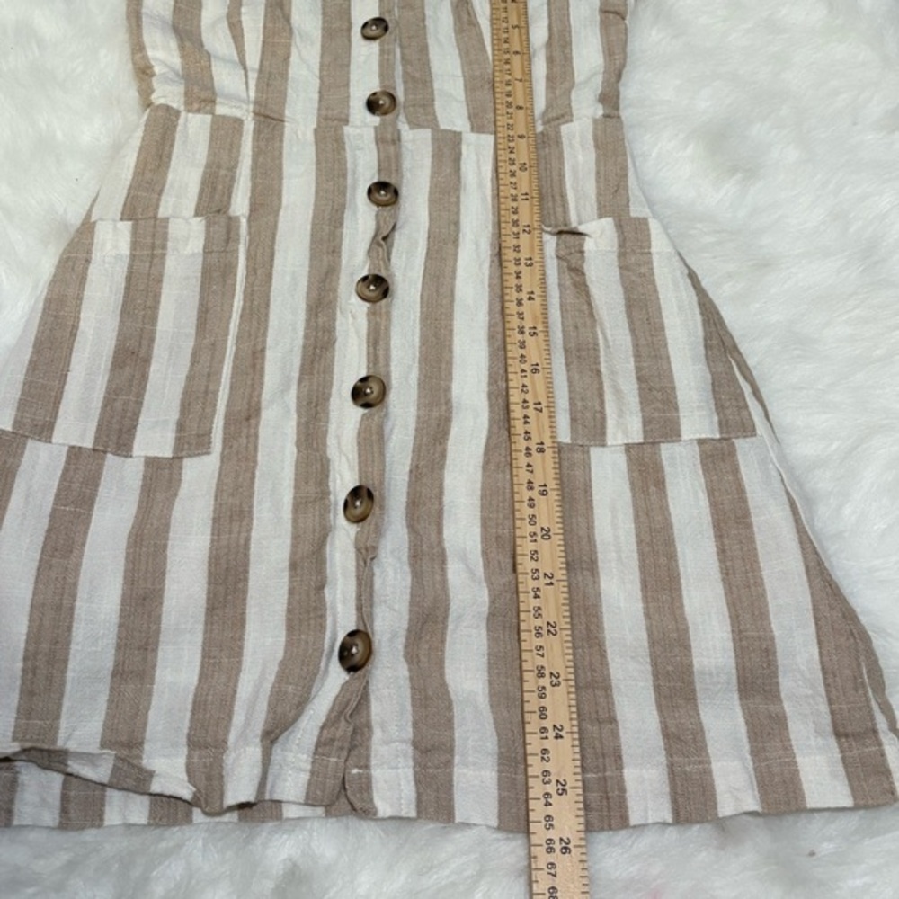 Lulus Striped Linen Blend Mini Dress XS Button Front Summer Beach - Picture 6 of 8